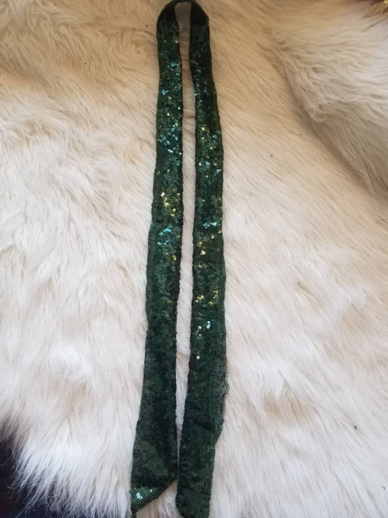 Thin Emerald green sequin scarf image 1