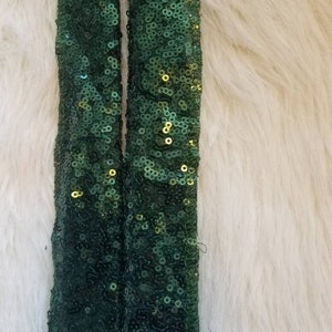 Thin Emerald green sequin scarf image 2