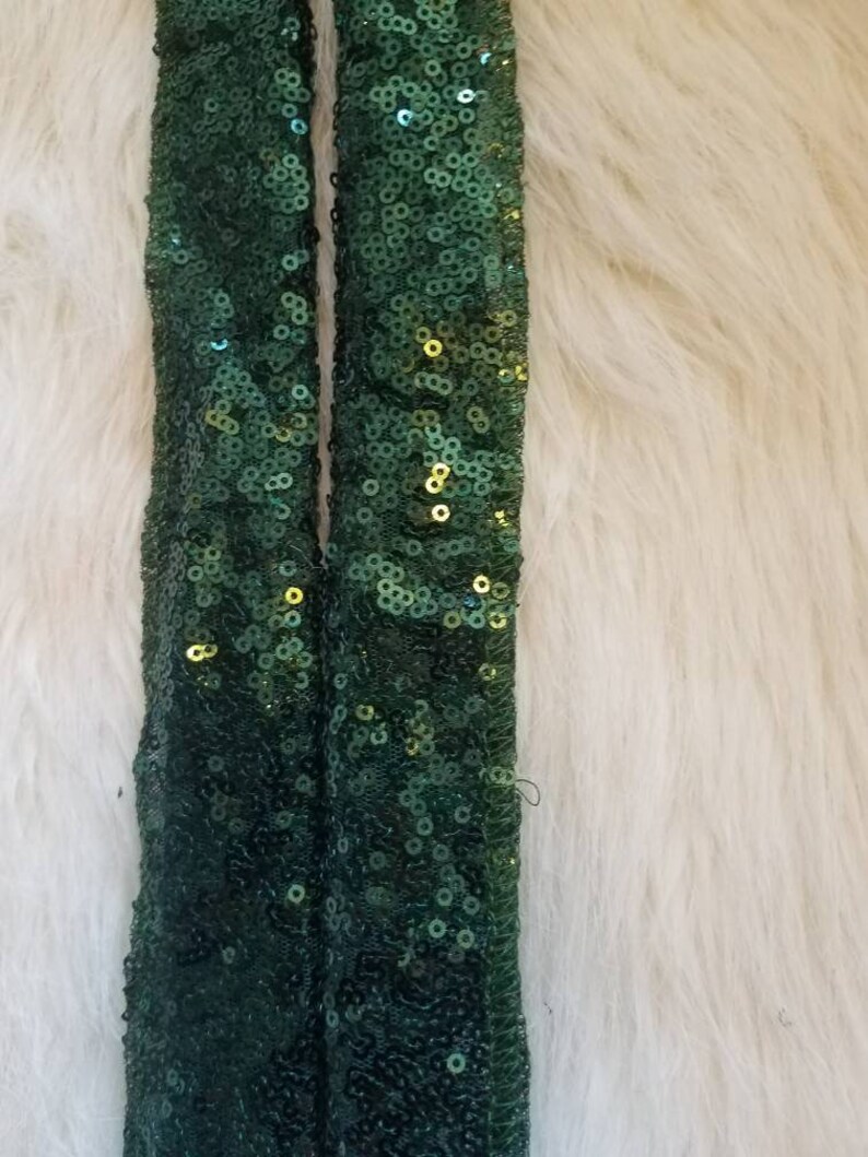 Thin Emerald green sequin scarf image 2