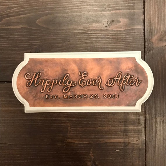 Happily ever after Copper Love quote Sign Personalised Foil Wedding Print 
