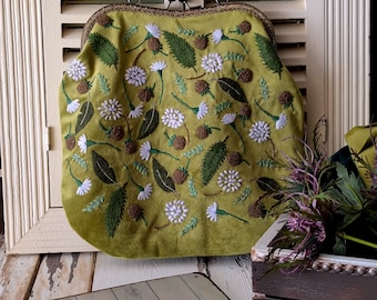 Victorian Style Embroidered Handbag, Floral Design