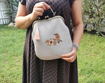 Handbag, embroidered bag, handmade embroidery