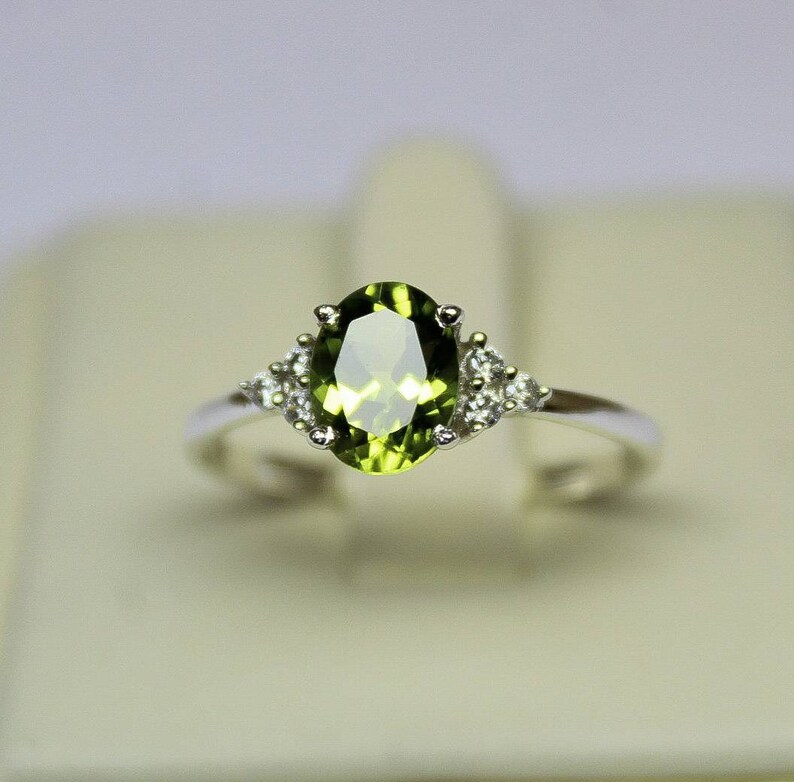 Natural Gemstone Round Faceted Peridot Ring 925 Sterling Silver Green Peridot Natural Gemstone Ring Great Jewelry Most Item Gift for Valentines Day top Ring