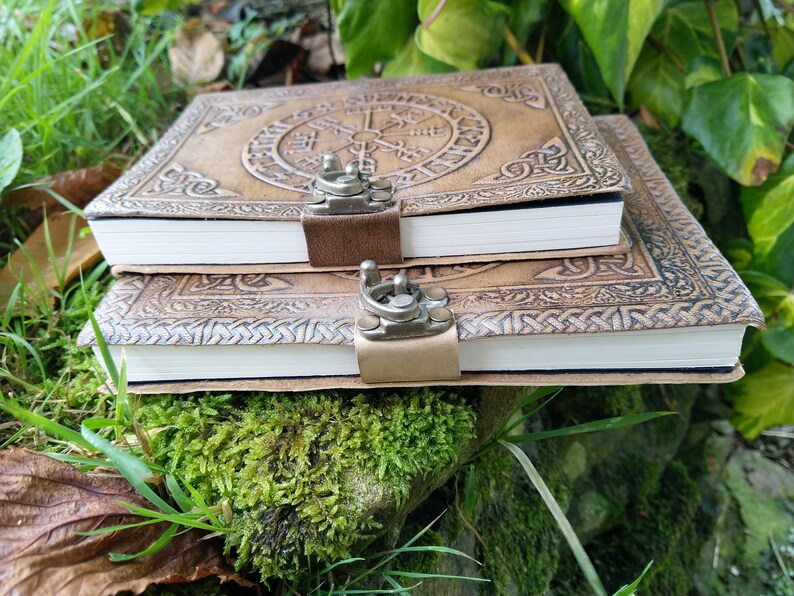 Leather Viking Journal Vegvisir Compass Design | Etsy