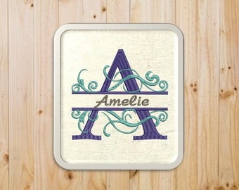 5'' Interlocking Vine Monogram Split Letters Alphabet Machine Embroidery Pattern, Font embroidery, Instant Download