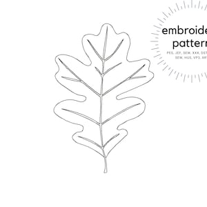 Oak Leaf Outline Machine Embroidery Design, Line Art Design, Scribble Leaf Embroidery