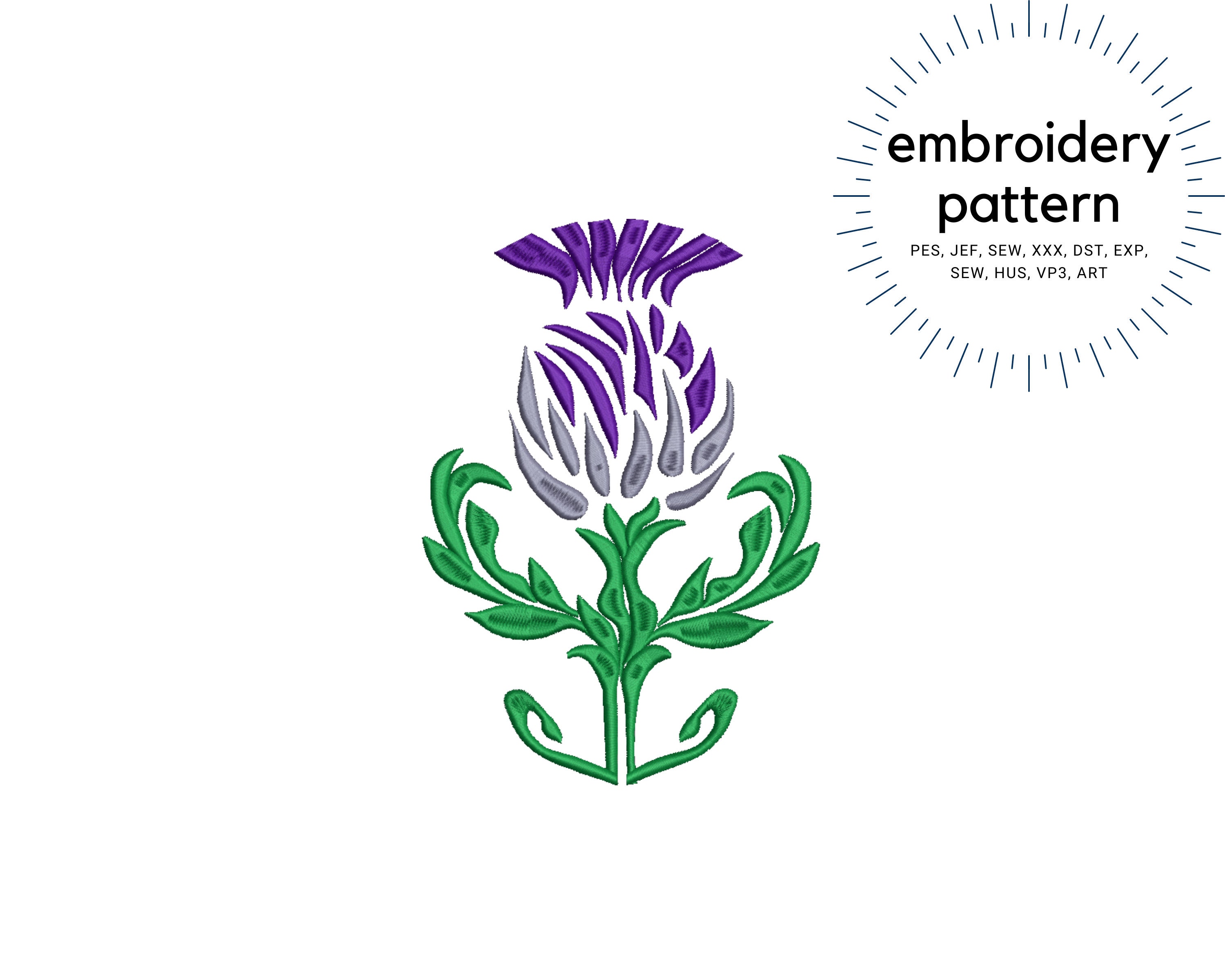 Thistle Embroidery Design Scottish Thistle Purple Flower Etsy UK
