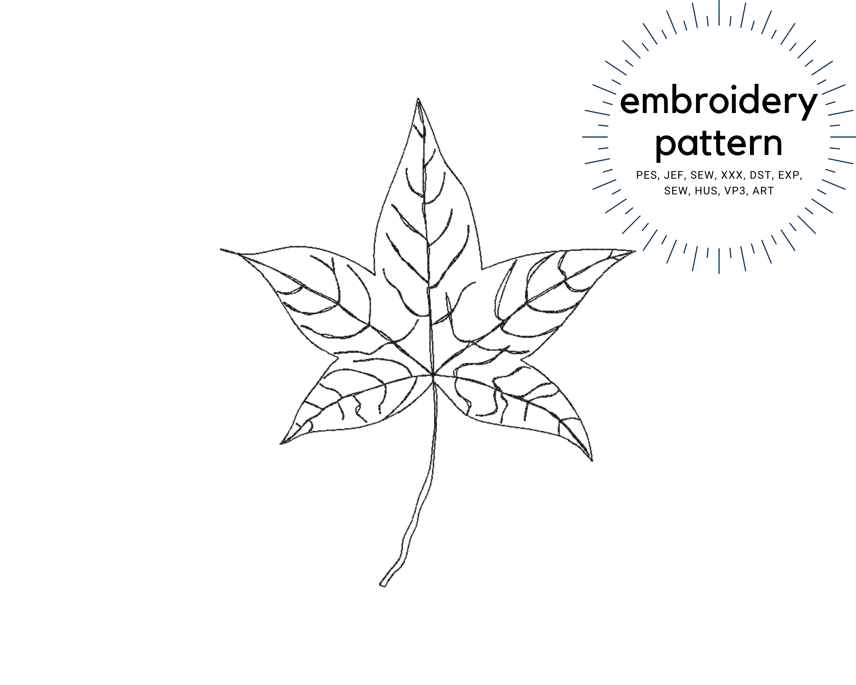 Maple Leaf Outline Machine Embroidery Design, Line Art Design, Scribble ...