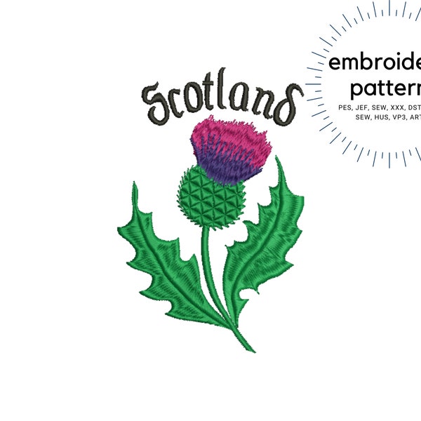 Chardon Broderie Design, Écosse, Broderie de machine écossaise, Modèles de broderie de machine de fleur pourpre
