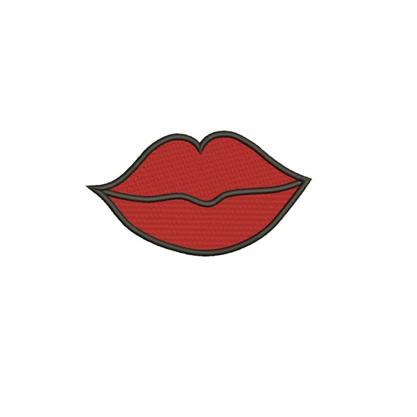 Broderie rouge de lèvres, conception inspirée vintage de broderie de machine de filles d’inspiration