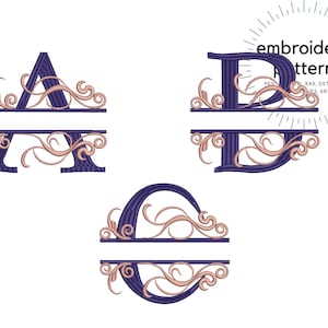 5&#39;&#39; Interlocking Vine Monogram Split Letters Monogram Machine Embroidery Pattern