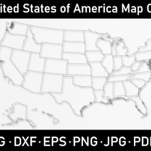 Mapa dos EUA SVG, mapa dos Estados Unidos, arquivo Svg para cricut, mapa de contorno dos EUA, clip art, svg, png, dxf, esp Silhuetas
