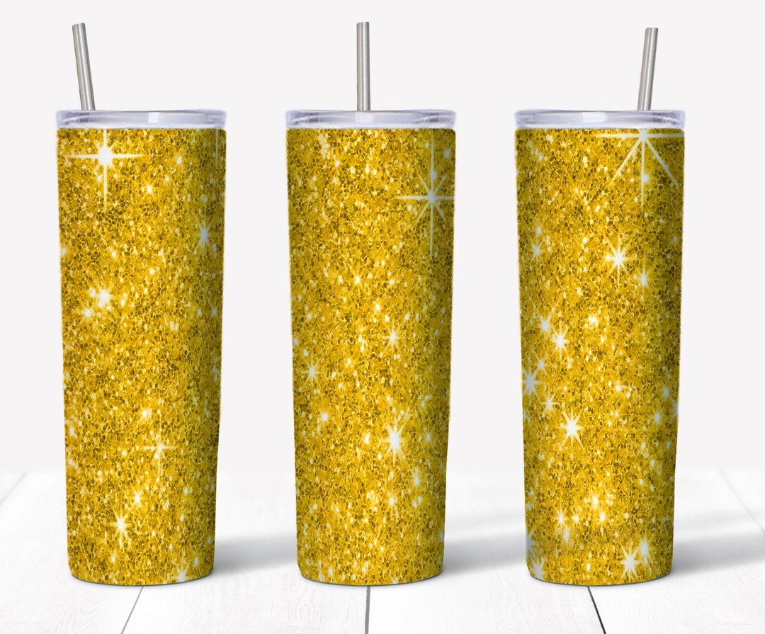 Yellow Glitter Tumbler Sublimation, Tumbler PNG, 20oz Skinny Tumbler