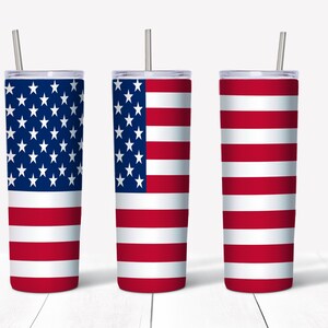 20 oz Skinny USA Flag Tumbler Wrap | Straight/tapered Tumbler Design | Sublimation Tumbler | Tumbler PNG | Instant Digital Download