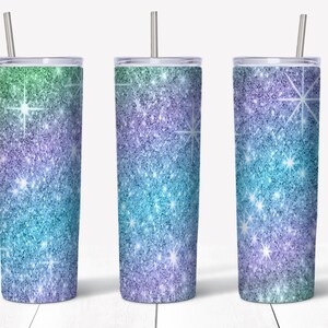 20 oz Skinny Sky Star Blue Glitter Tumbler | Straight/tapered Tumbler Design | Sublimation Tumbler | Tumbler PNG | Instant Digital Download