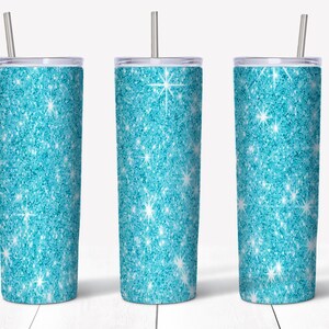 20 oz Skinny Aqua Glitter Tumbler Wrap | Straight/tapered Tumbler Design | Sublimation Tumbler | Tumbler PNG | Instant Digital Download