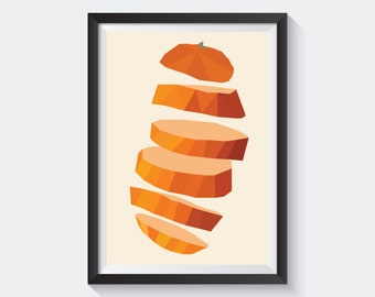 Orange Print | Fruit Poster | Fruit Print | Orange Wall Art | Modern Kitchen Art | Fruit Wall Art | Orange Art Print | Citrus Art