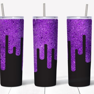 20 oz Skinny Dripping Violet Glitter Tumbler Wrap | Straight/tapered Tumbler Design | Sublimation Tumbler | Tumbler PNG | Instant Download