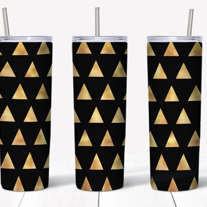 20 oz Skinny Gold Triangle Glitter Tumbler | Straight/tapered Tumbler Design | Sublimation Tumbler | Tumbler PNG | Instant Digital Download