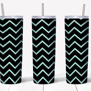 20 oz Skinny Turquoise Chevron Glitter Tumbler | Straight/tapered Tumbler Design | Sublimation Tumbler | Tumbler PNG | Instant Download