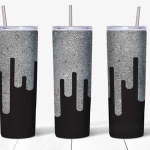 20 oz Skinny Dripping Sliver Glitter Tumbler | Straight/tapered Tumbler Design | Sublimation Tumbler | Tumbler PNG | Instant Download