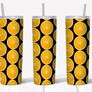 Orange Fruit Tumbler Sublimation Design | 20 Oz Skinny Tumbler | Orange Fruit Tumbler Wrap | Tumbler Straight PNG | Instant Download File