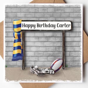 Printed Personalised Rugby Card, Personalised Sports Card, Personalised Birthday Card, Personalised Fathers Day Card