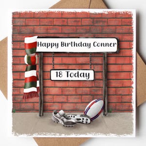 Printed Personalised Rugby Card, Personalised Sports Card, Personalised Birthday Card, Personalised Fathers Day Card