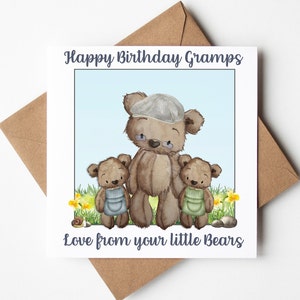 Personalised 'Happy Birthday Gramps' Card - Teddy Bear Design