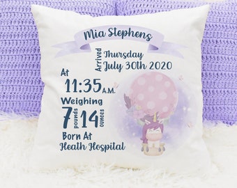 Personalised New Baby Cushion