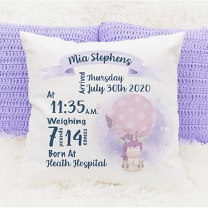 Personalised New Baby Cushion