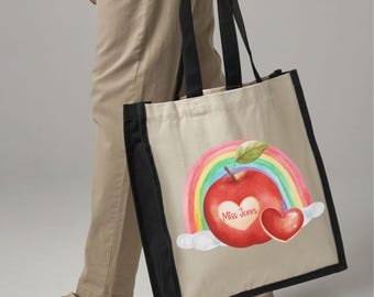 Personalized Teacher Tote Bag: Heavy Duty Cotton Canvas, 19L Capacity