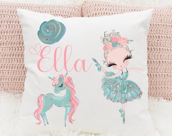 Personalisierte Ballerina Kissen | Benutzerdefinierte Name Ballett Schlafzimmer Dekor