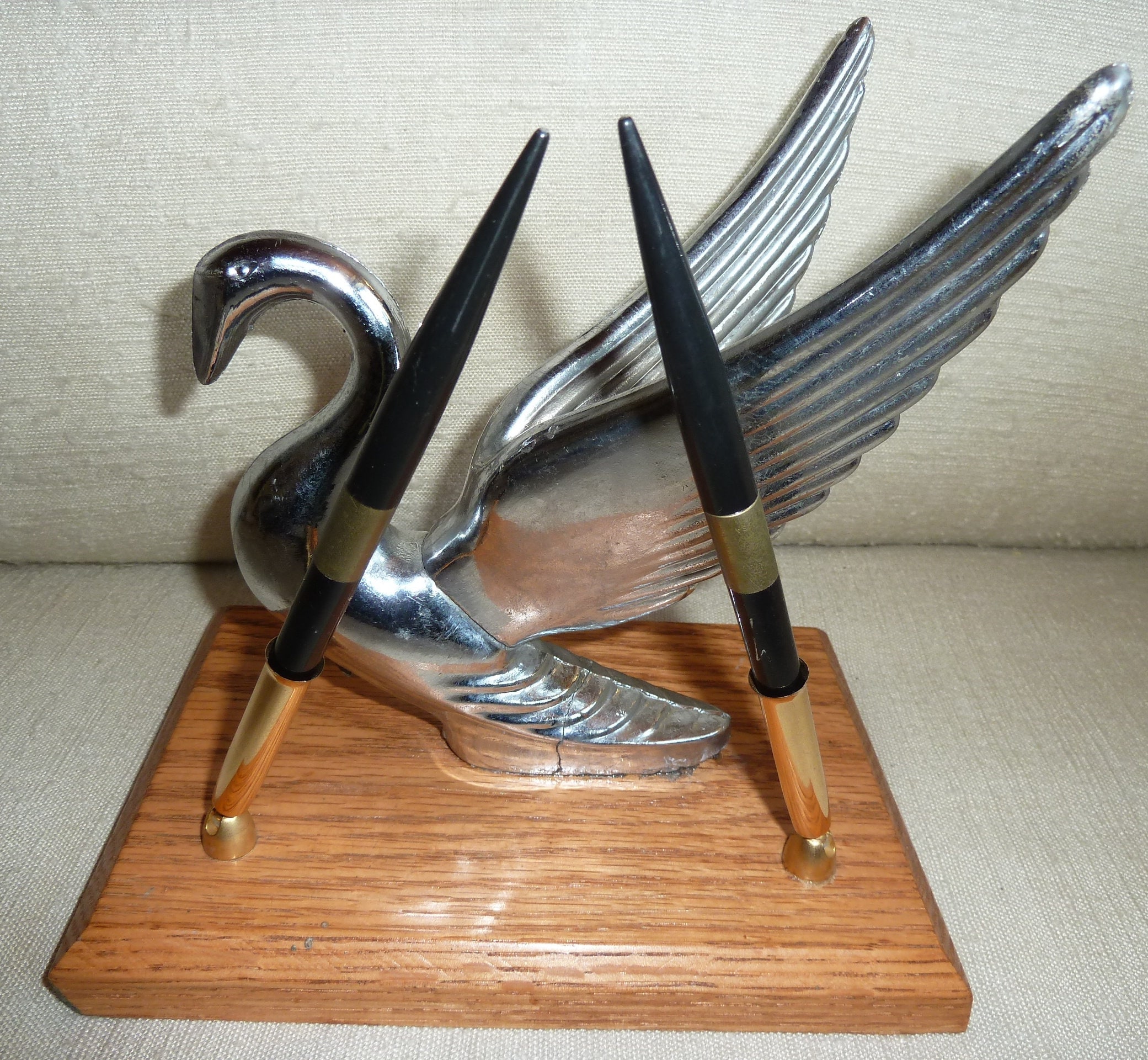 Car Mascot PACKARD SWAN desk piece from a 1950s PACKARD showroom