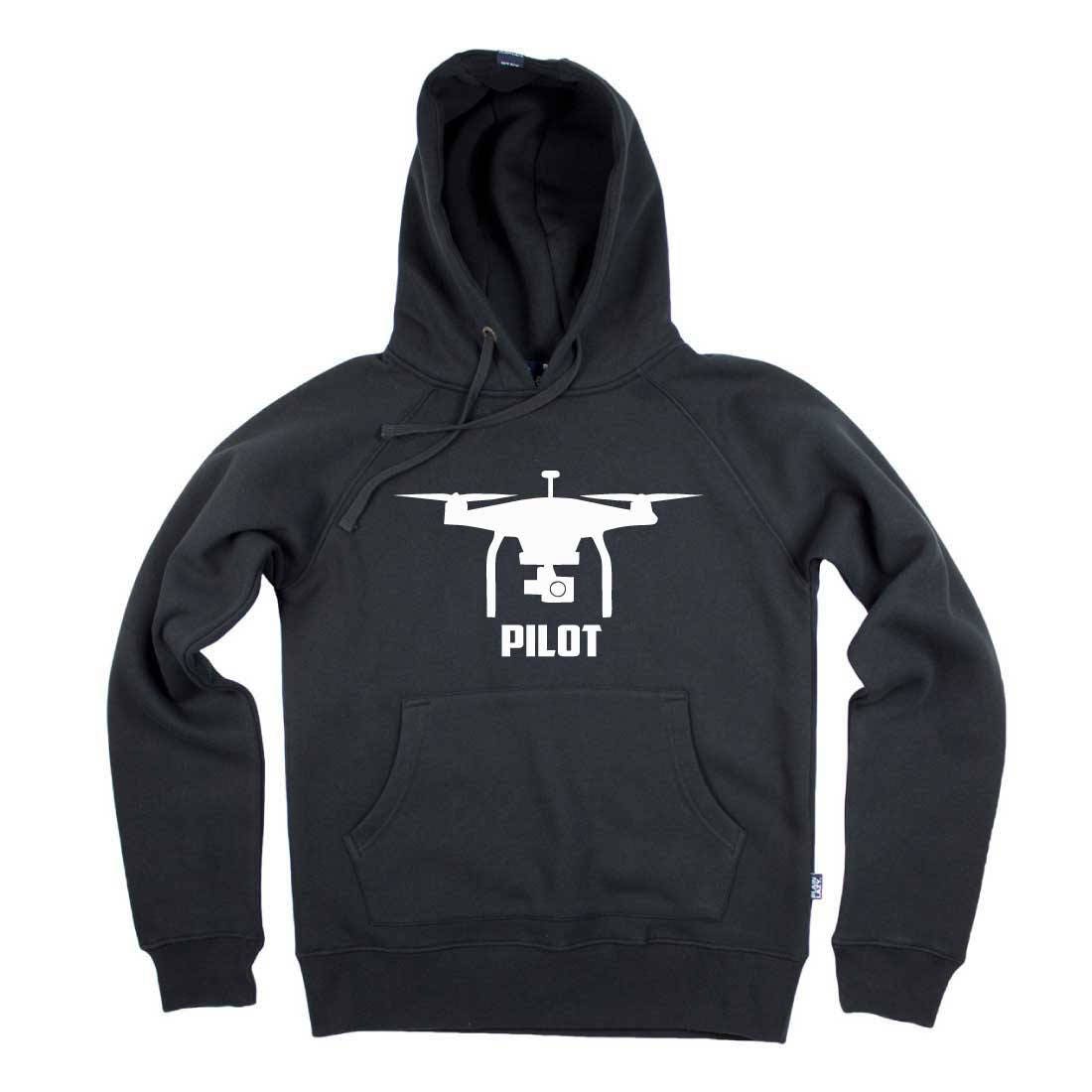 Image of Drone Pilot Hoodie - Mens Black Quadcopter Drones Hoody
