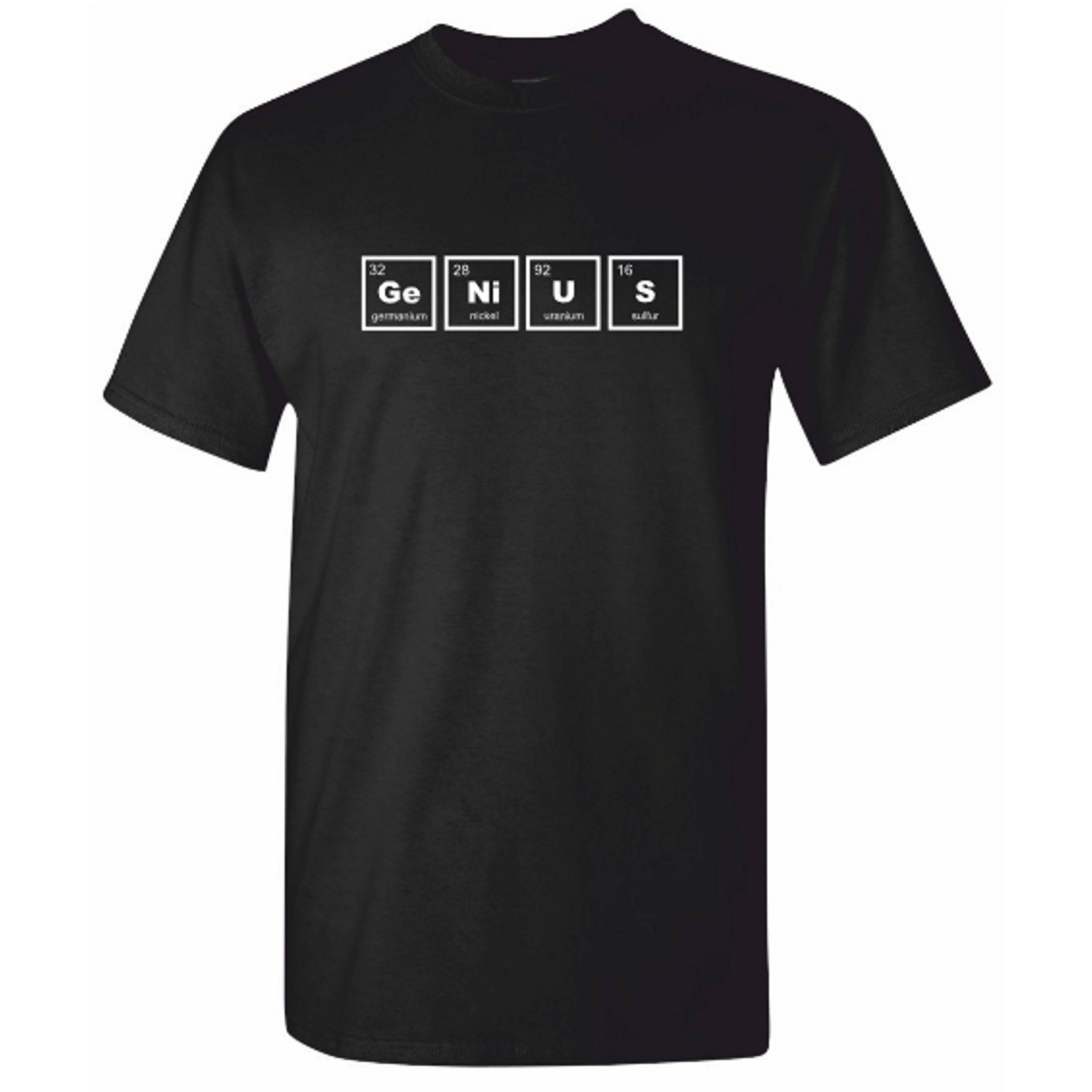 Image of Genius T-Shirt - Mens Black Periodic Table Maths Science