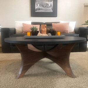 Mid Century Modern Walnut and Concrete Coffee Table