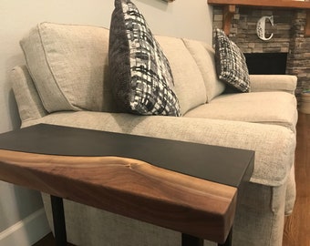 Missouri Walnut and Concrete Live Edge Side Table