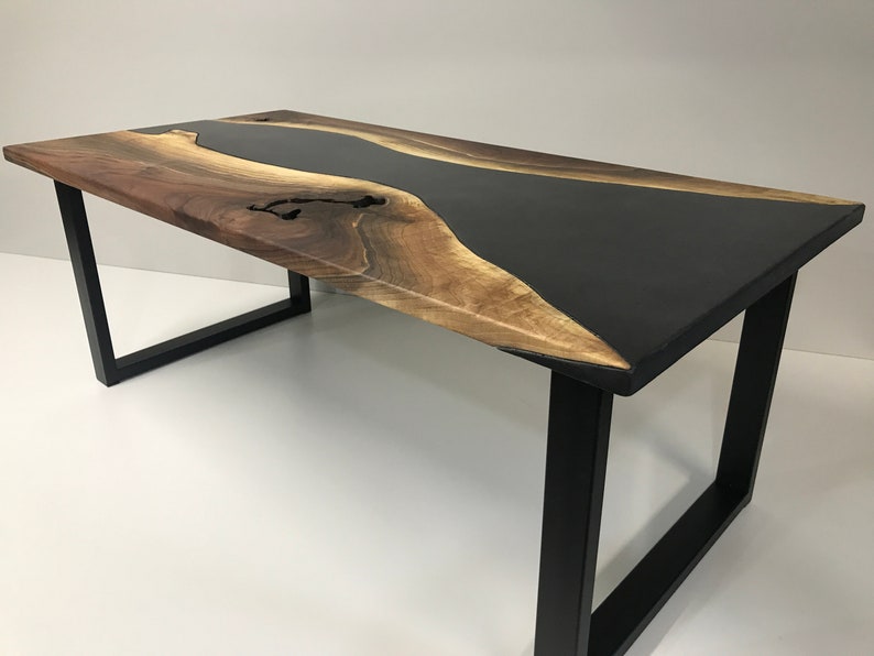 Custom Live Edge Coffee Tables With Walnut and Onyx Concrete Etsy