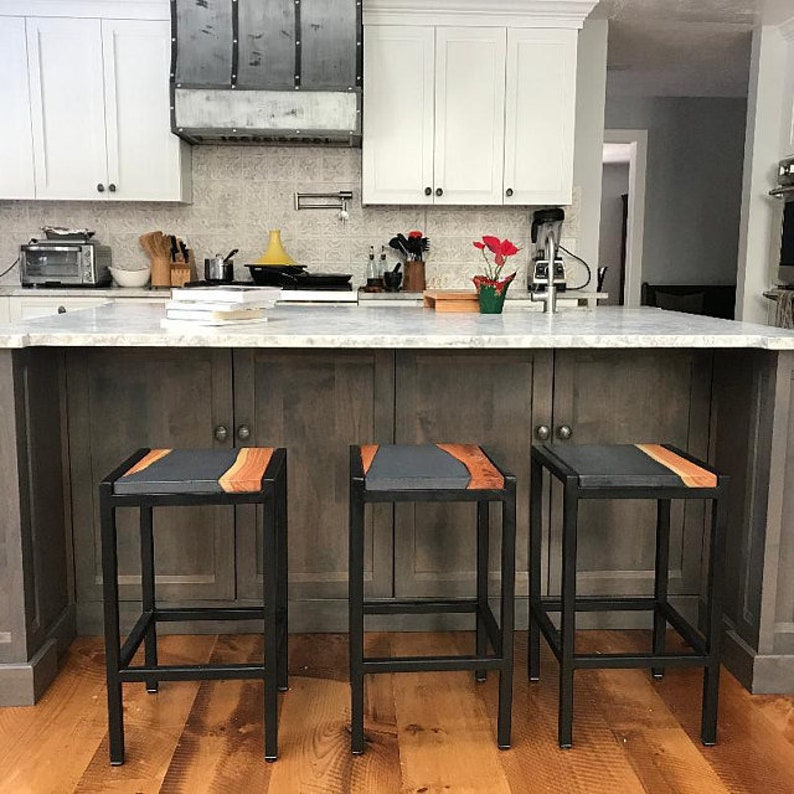 Live Edge Walnut & Concrete Bar Stools image 5