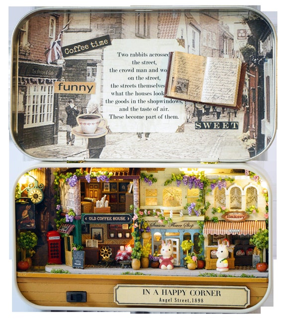 Diy Box Theatre With Light In A Happy Corner Handcraft Miniature Project Dollhouse Kit Gift Birthday Home Decoration