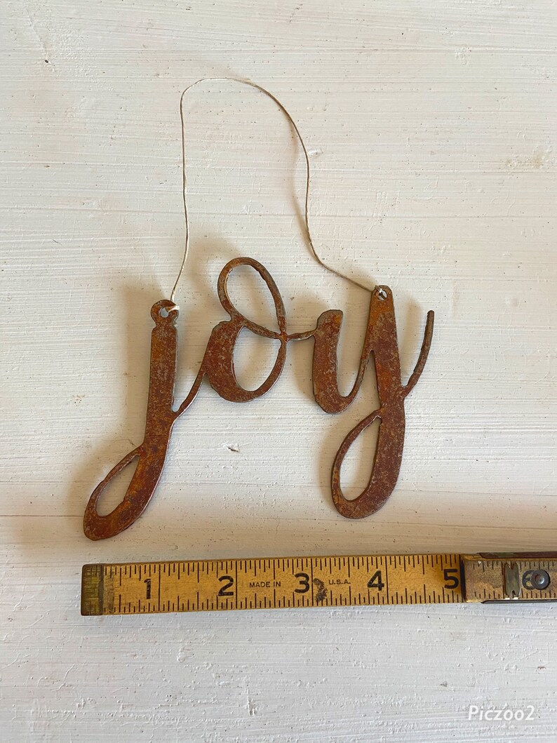 Christmas Decor Joy Metal Christmas Ornament Rustic Christmas