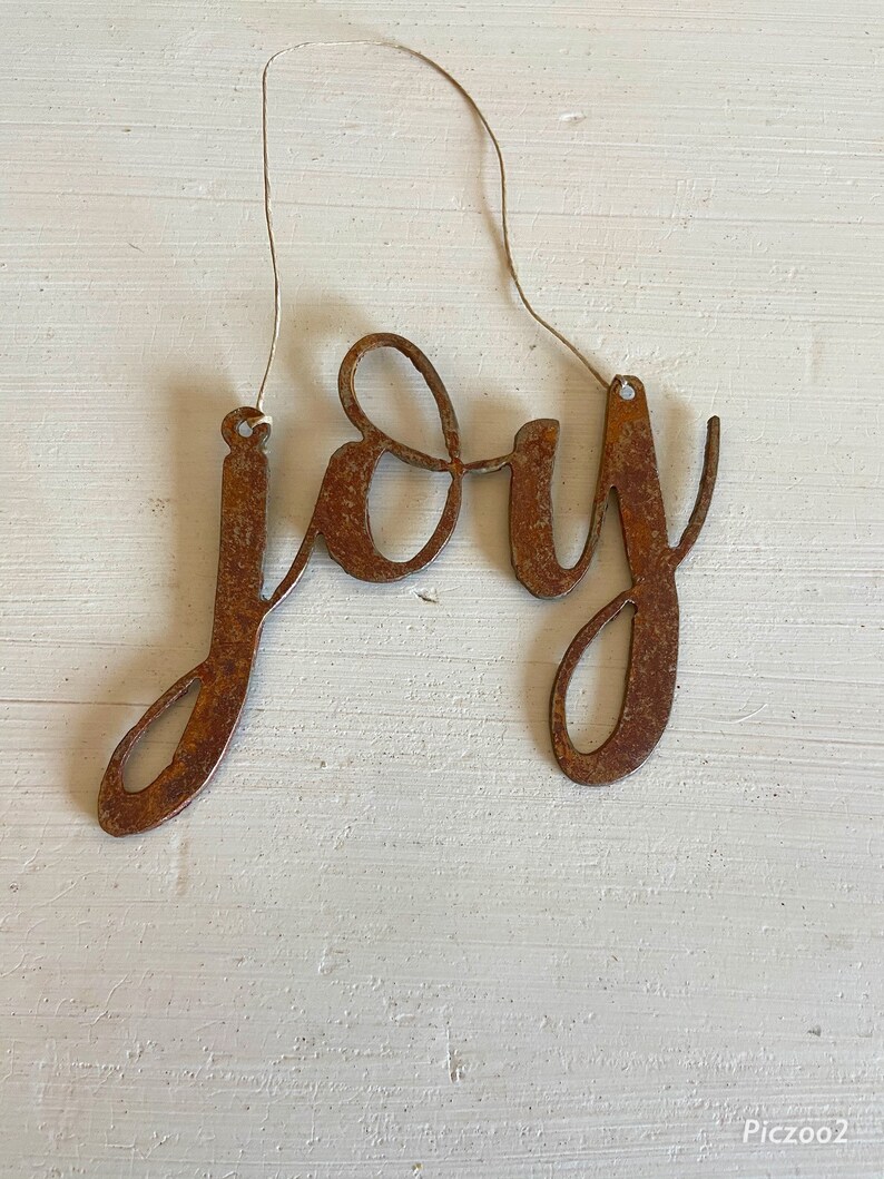 Christmas Decor Joy Metal Christmas Ornament Rustic Christmas