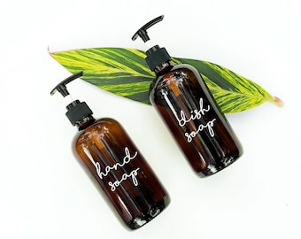 Amber Glass Soap Dispenser: Kitchen & Bathroom Decor