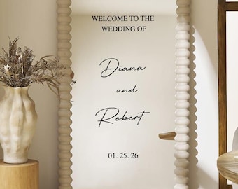 Custom Wedding Welcome Sign Mirror Decal: Personalized Vinyl Decor