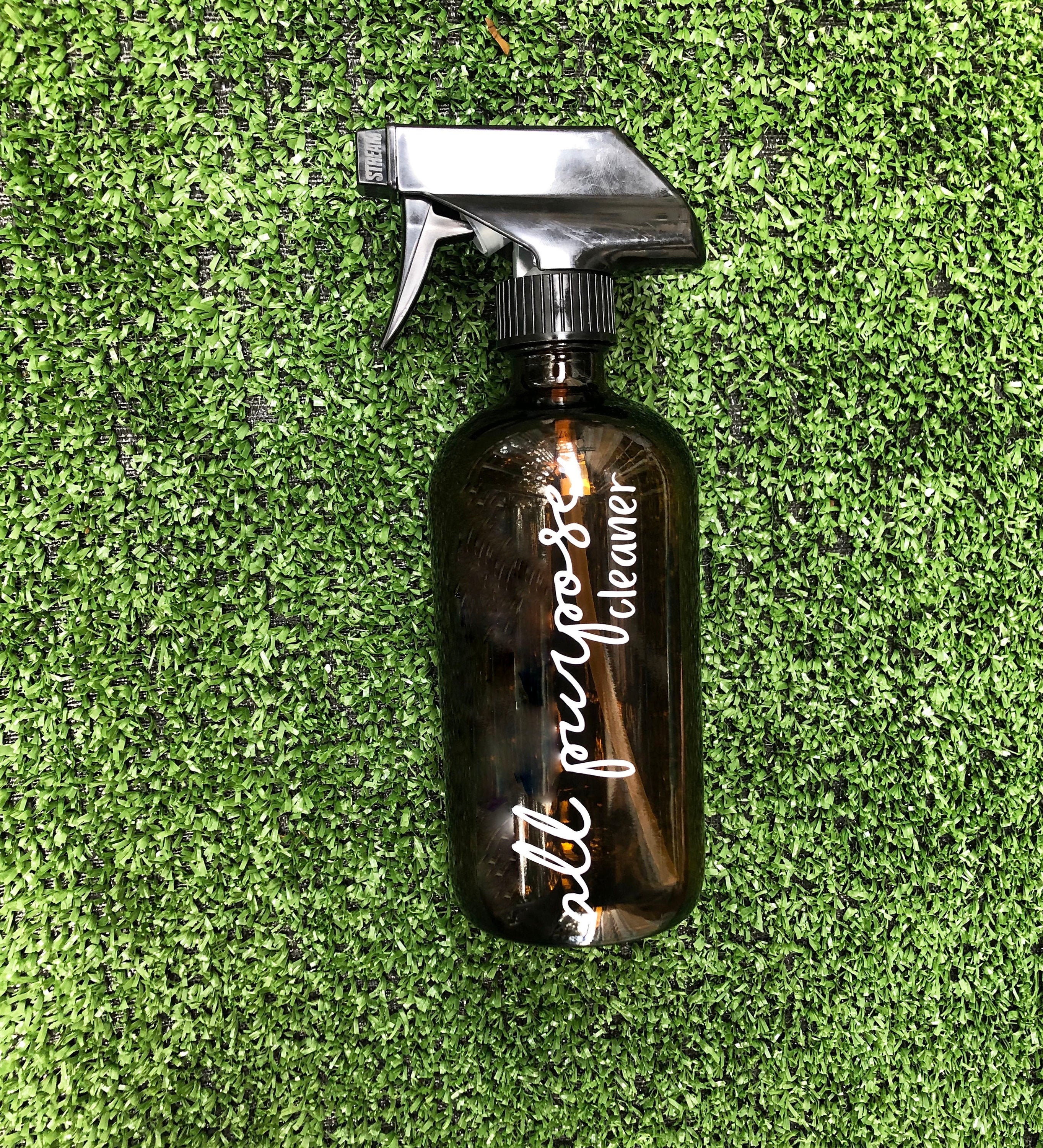 Amber Glass Spray Bottle - All Purpose Cleaner - Kitchen Cleaner - Glass Cleaner -Custom - Free Shipping- Bathroom Decor- Home Decor