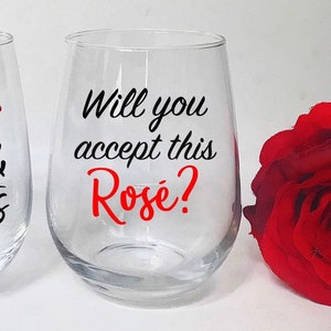 Will you accept this rose? - Bachelor Wine Glass - Bachelor Night - Bachelor Mondays - The Bachelor - The Bachelorette