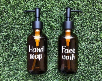 Amber Glass Soap Dispenser Set: Kitchen & Bathroom Decor