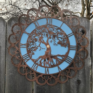 Tree of life clock cop/ french blue