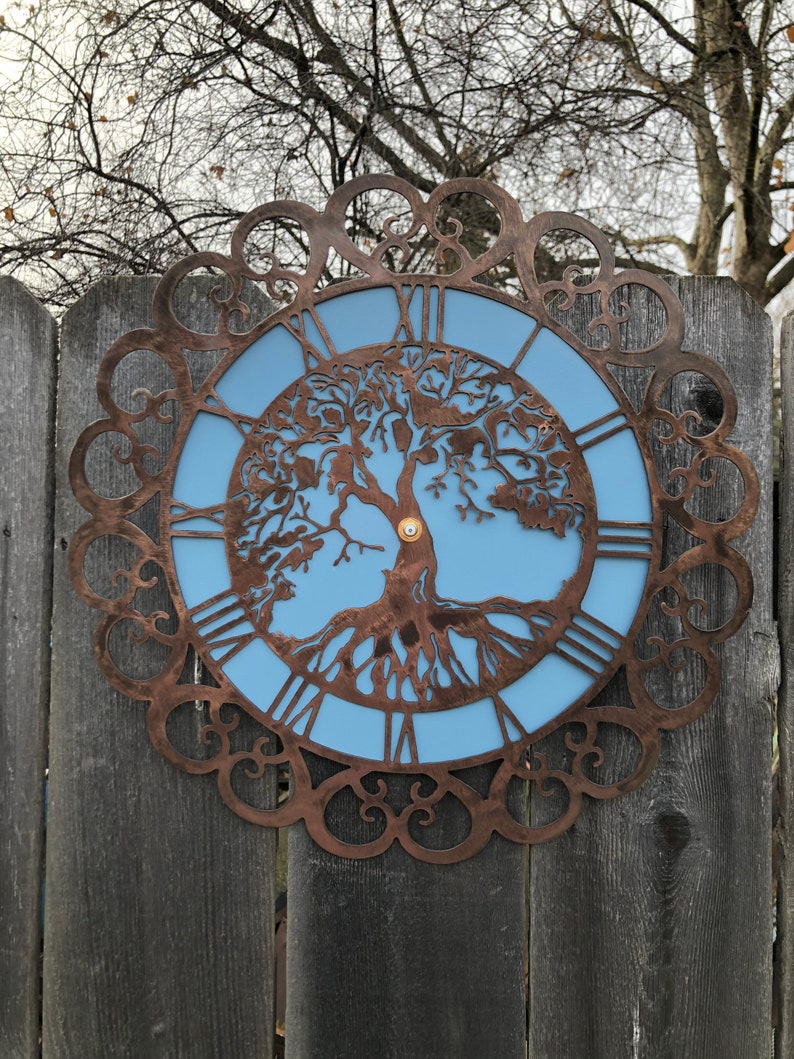 Tree of life clock cop/ french blue